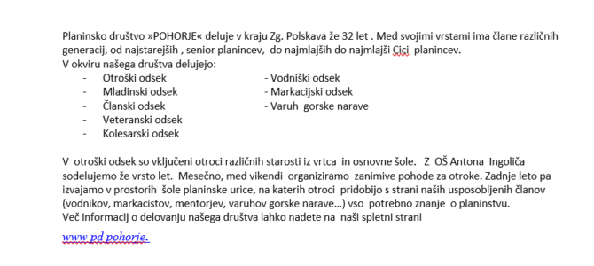 Planinsko društvo se predstavi v šolah Planinsko društvo se predstavi v šolah