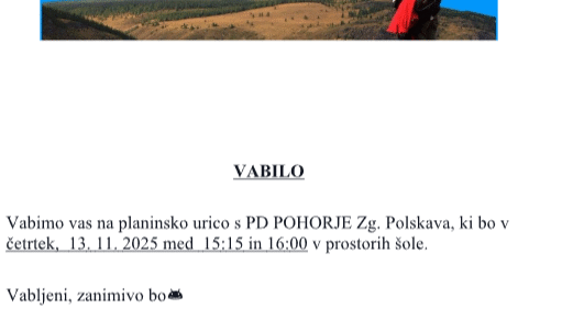 ️ VABILO NA PLANINSKE URICE v novembru 2025️ ️ VABILO NA PLANINSKE URICE v novembru 2025️