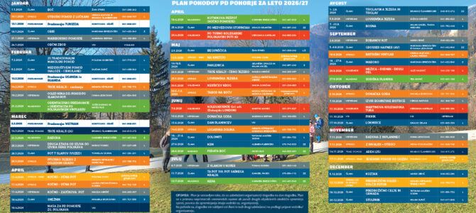 KOLEDAR DOGODKOV 2026-27 PLANINSKEGA DRUŠTVA POHORJE ZG. POLSKAVA